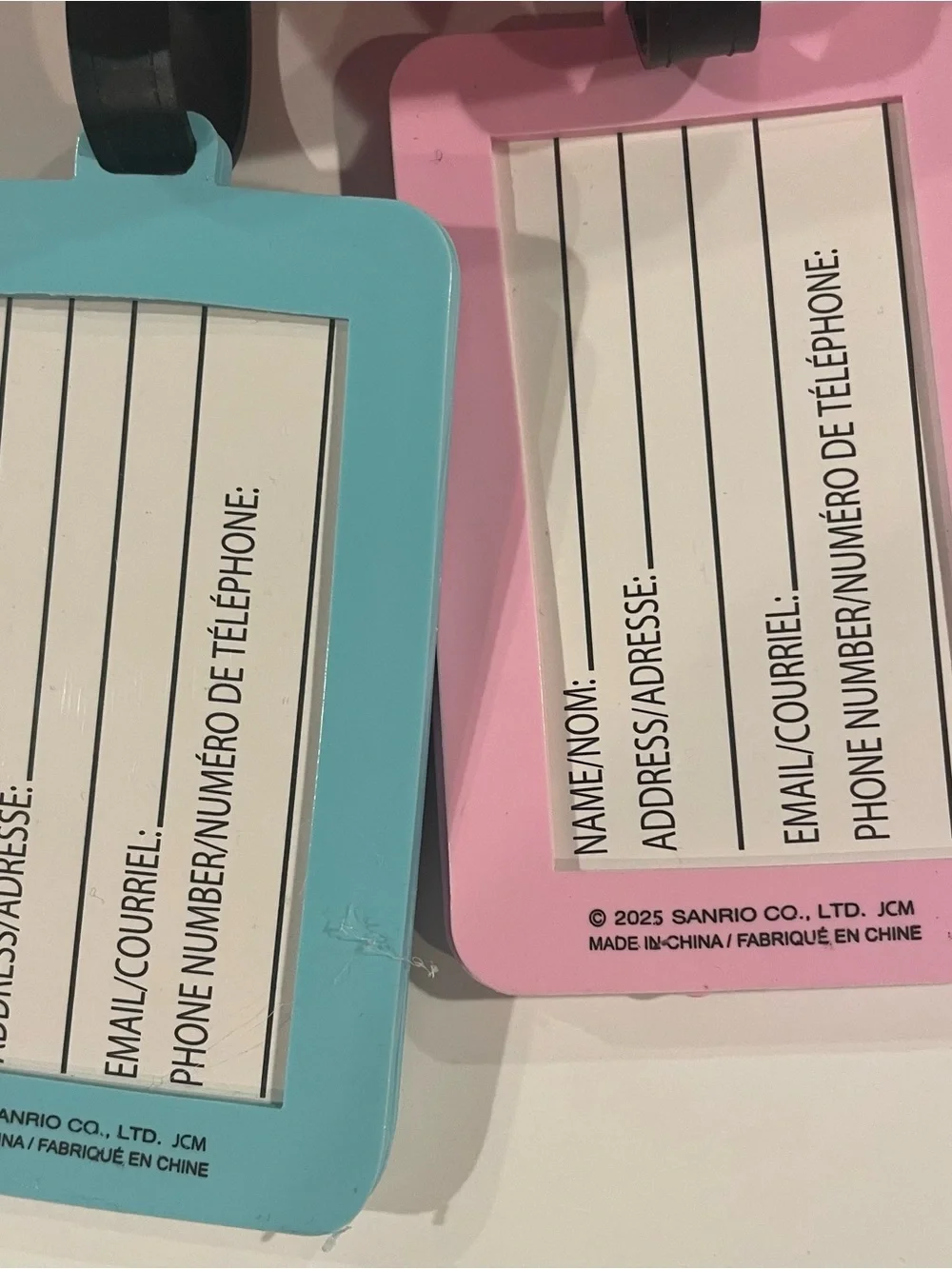 SANRIO HELLO KITTY AND FRIENDS LUGGAGE ID TAGS (2) PINK TURQUOISE CANDY NWT